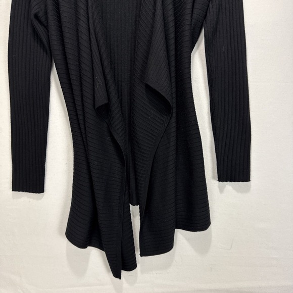 Lord & Taylor 100% Merino Wool Black Open Front Long Cardigan Sweater Small - Picture 4 of 8